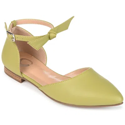 Journee Collection Womens Vielo Ballet Almond Toe Buckle Flats In Green