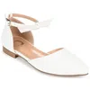 Journee Collection Womens Vielo Ballet Almond Toe Buckle Flats In White