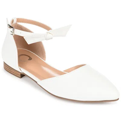 Journee Collection Womens Vielo Ballet Almond Toe Buckle Flats In White
