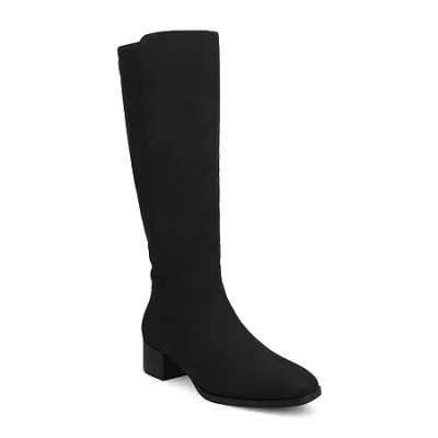 Journee Collection Womens Wide Calf Stacked Heel Dress Boots In Black