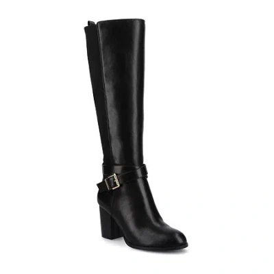 Journee Collection Womens Wide Calf Stacked Heel Dress Boots In Black