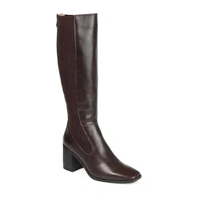 Journee Collection Womens Winny Stacked Heel Dress Boots In Brown