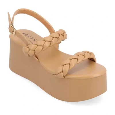 Journee Collection Womens Zannah Wedge Sandals In Brown