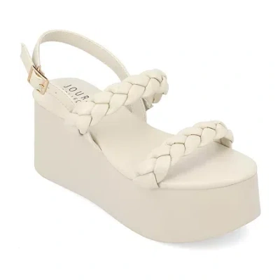 Journee Collection Womens Zannah Wedge Sandals In White