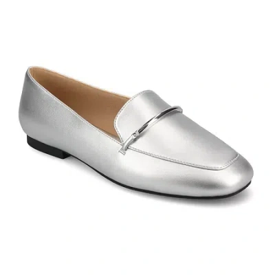 Journee Collection Wrenn Womens Moc Closed Toe Loafers In Silver