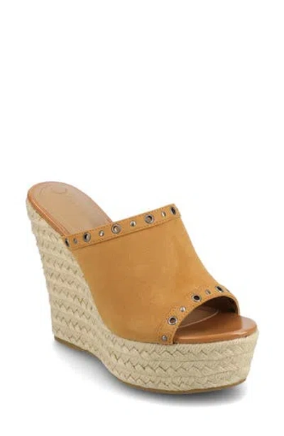 Journee Collection Yari Platform Wedge Espadrille Sandal In Cognac
