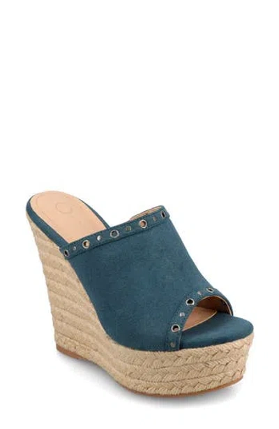 Journee Collection Yari Platform Wedge Espadrille Sandal In Navy