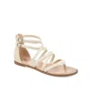 Journee Collection Tru Sandals Women's Beige Faux Leather Adjustable Strap Zpo3923 In Ivory