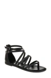 Journee Collection Zailie Womens Faux Leather Thong Gladiator Sandals In Black