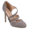 Journee Collection Zeera Womens Round Closed Toe Stiletto Heel Pumps In Gray