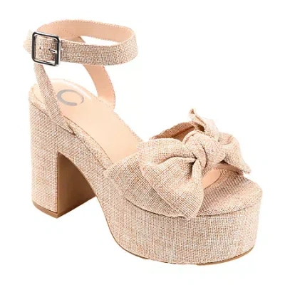 Journee Collection Zenni Womens Round Open Toe Block Heel Pumps In Brown