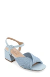 Journee Collection Zerlina Knit Block Heel Sandal In Blue