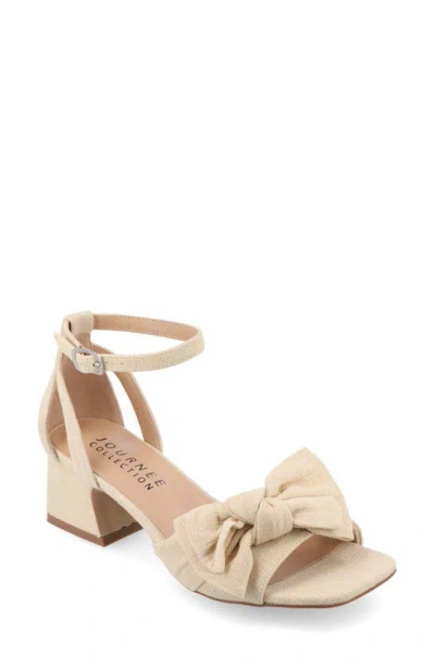 Journee Collection Zevi Bow Block Heel Sandal In Beige