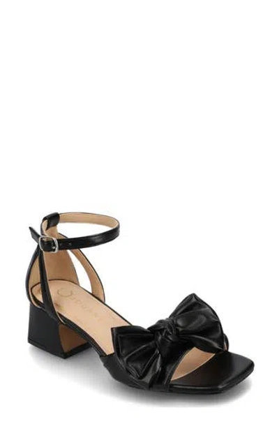 Journee Collection Zevi Bow Block Heel Sandal In Black Pu