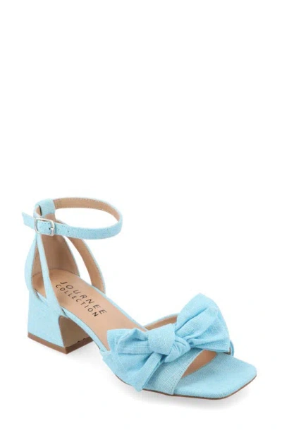 Journee Collection Zevi Bow Block Heel Sandal In Blue