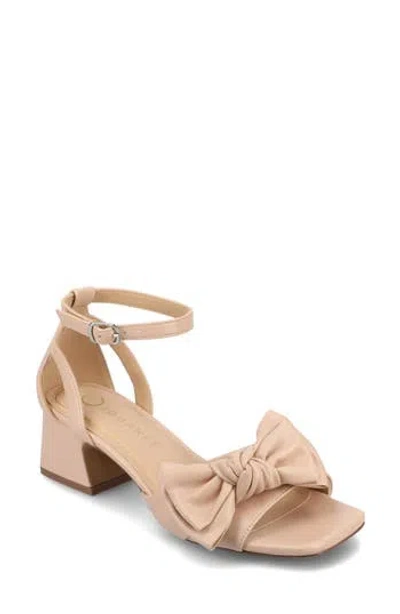 Journee Collection Zevi Bow Block Heel Sandal In Blush Polyurethane