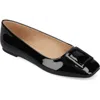 Journee Collection Zimia Square Buckle Flat In Patent/black
