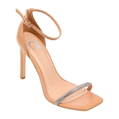 Journee Collection Zoya Womens Round Open Toe Stiletto Heel Pumps In Brown