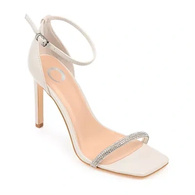 Journee Collection Zoya Womens Round Open Toe Stiletto Heel Pumps In White