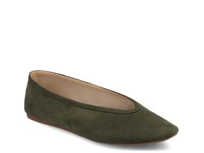 Journee Womens Fortune Casual Ballet Flats In Green