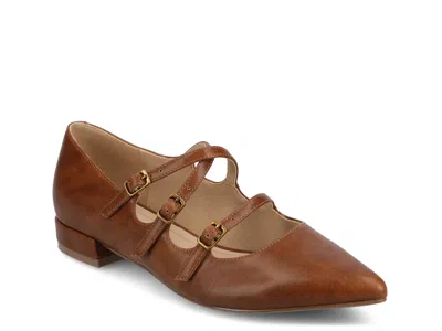 Journee Womens Gretel Multistrap Ballet Pumps In Brown