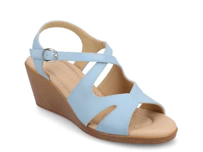 Journee Kedzieii Wedge Sandal In Blue