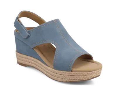 Journee Rayleigh Espadrille Wedge Sandal In Blue