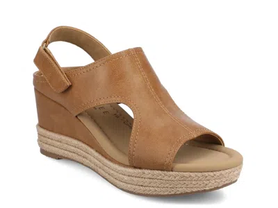 Journee Rayleigh Espadrille Wedge Sandal In Brown