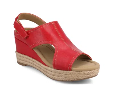 Journee Rayleigh Espadrille Wedge Sandal In Red