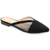 Journee Reeo Flat Women's Black Leather Pointed Toe Slip-on Mule Zpo3915 In Black