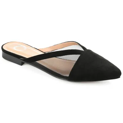 Journee Reeo Flat Women's Black Leather Pointed Toe Slip-on Mule Zpo3915