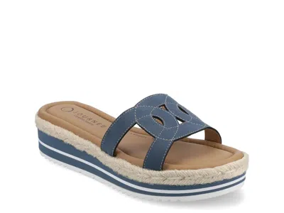 Journee Rosalinda Wedge Sandal In Blue