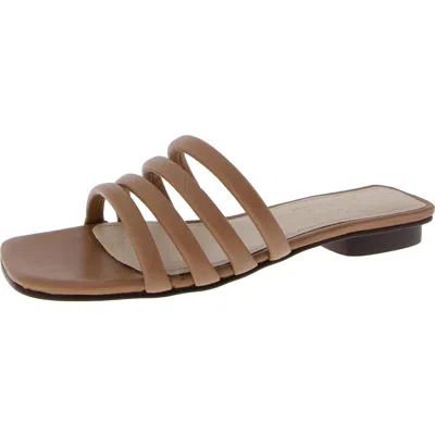 Journee Signature Cendi Womens Leather Flatform Flatform Sandals In Brown