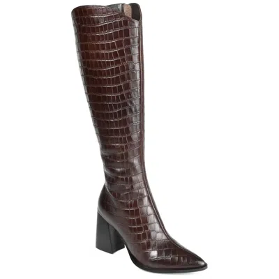 Journee Extra Wide Calf Women's Genuine Leather Tru Comfort Foam Laila Boot In Brown