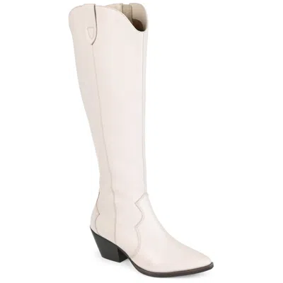 Journee Extra Wide Calf Women's Genuine Leather Tru Comfort Foam Pryse Boot In Beige