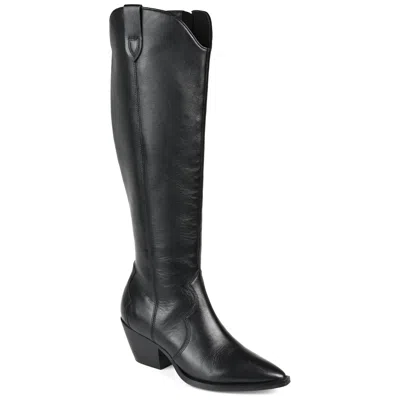 Journee Extra Wide Calf Women's Genuine Leather Tru Comfort Foam Pryse Boot In Black