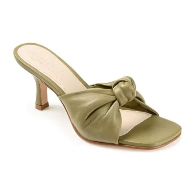 Journee Signature Finlee Womens Square Open Toe Stiletto Heel Pumps In Green
