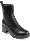 Journee Signature Norrah Womens Leather Round Toe Ankle Boots In Black