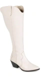 Journee Signature Tamori Womens Zipper Leather Knee-high Boots In Bone