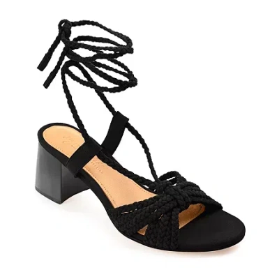 Journee Signature Railee Womens Round Open Toe Stacked Heel Pumps In Black