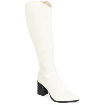 Journee Extra Wide Calf Women's Genuine Leather Tru Comfort Foam Laila Boot In White