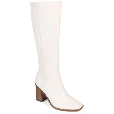 Journee Extra Wide Calf Women's Genuine Leather Tru Comfort Foam Tamori Boot In Beige