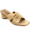 Journee Signature Charlize Womens Leather Slip On Block Heel In Tan