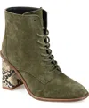 Journee Signature Edda Womens Lace-up Faux Suede Combat & Lace-up Boots In Olive