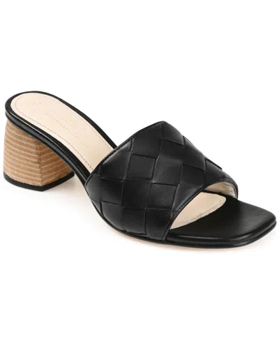 JOURNEE SIGNATURE WOMEN'S KELLEE WOVEN BLOCK HEEL SANDALS