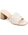 Journee Signature Women's Kellee Woven Block Heel Sandals In Bone