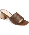 Journee Signature Women's Kellee Woven Block Heel Sandals In Brown