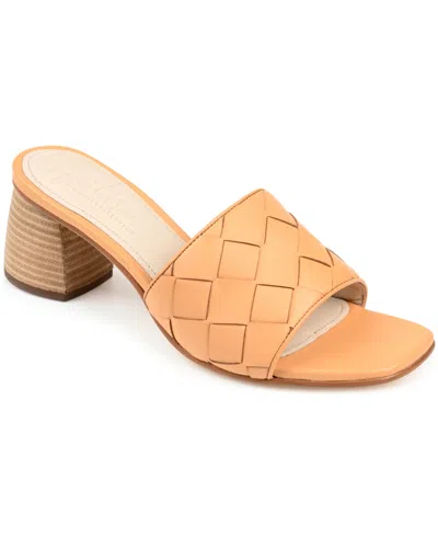 JOURNEE SIGNATURE WOMEN'S KELLEE WOVEN BLOCK HEEL SANDALS