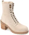 Journee Signature Women's Malle Lace Up Lug Sole Combat Booties In Sand