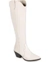 Journee Signature Womens Block Heel Manmade Knee-high Boots In Bone